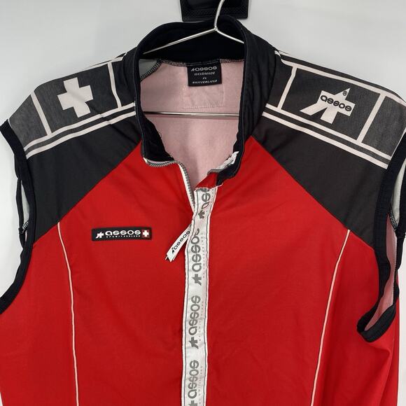Assos Wind Block Cycling Vest Red Full Zip Men's Size XLG - Picture 3 of 8